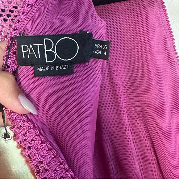 NWT PATBO fuchsia fringe crochet long sleeve dress Cerise pink small | 4 - Picture 14 of 14